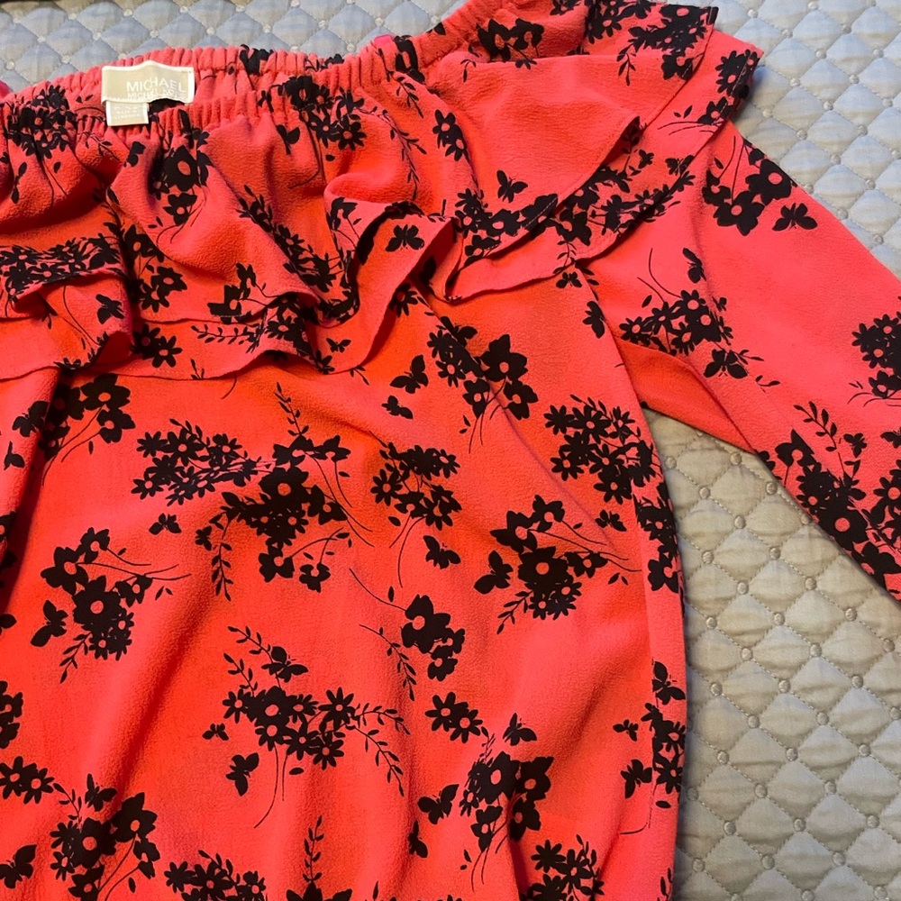 Michael Kors Coral Floral Top new off shoulder